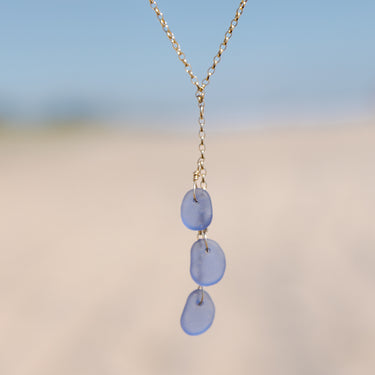 Purple 3 Charm Sea Glass Necklace